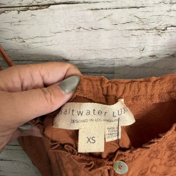 Salt water luxe womans embroidered brown Jumpsuit size xs - Picture 4 of 8